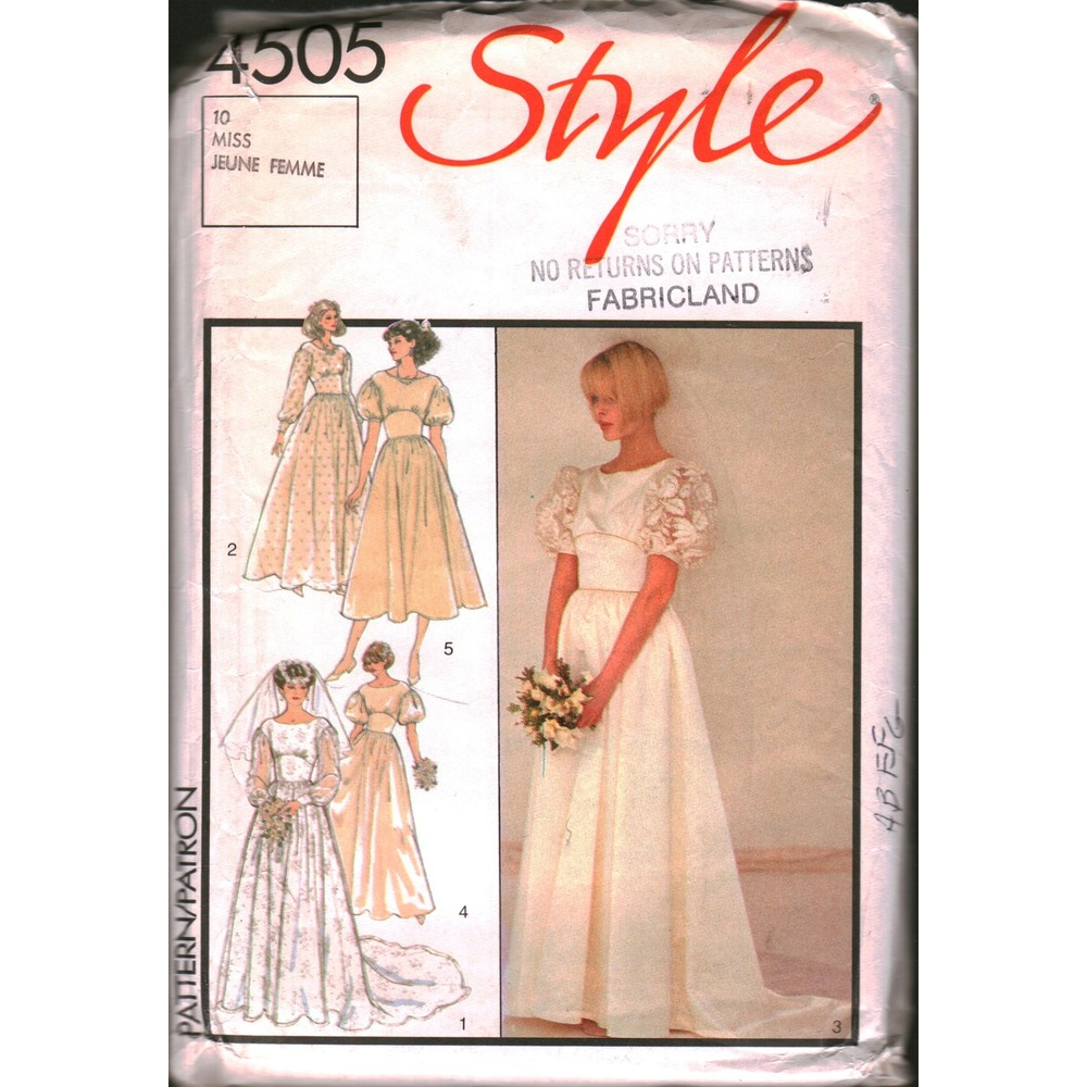 Vintage Style 4505 Wedding Dress Bridesmaid Gown Sewing Pattern Sz 10 Bust 32.5